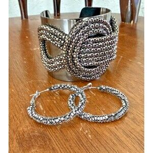 Women's Statement Jewelry LOT Bracelet Cuffs, Hoop Earring,Rhinestones, Leopard